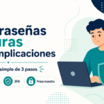Candado y gestos de seguridad digital para crear contraseñas fuertes