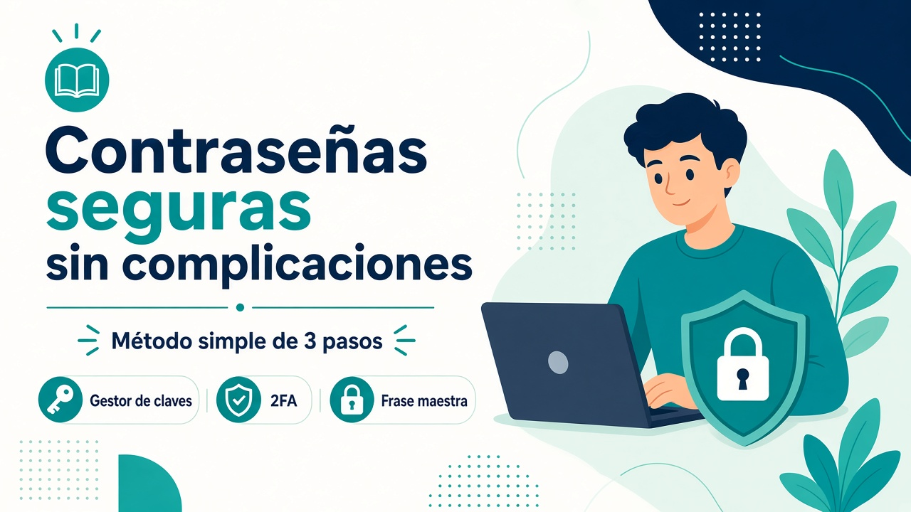 Candado y gestos de seguridad digital para crear contraseñas fuertes