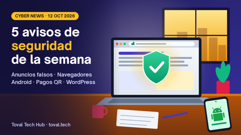 Navegador web y celular Android en un escritorio de oficina pequeña con laptop, con un icono de escudo.