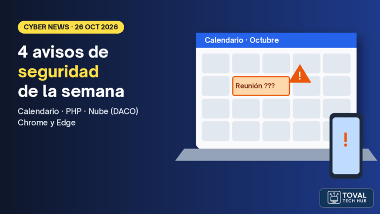 Calendario de trabajo en una laptop con una reunión desconocida marcada con una señal de alerta, junto a un celular, en una oficina pequeña.