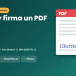Portada del artículo: un documento PDF firmado a mano con un bolígrafo, junto al título «Edita y firma un PDF gratis» y las opciones LibreOffice, Vista Previa e iPhone