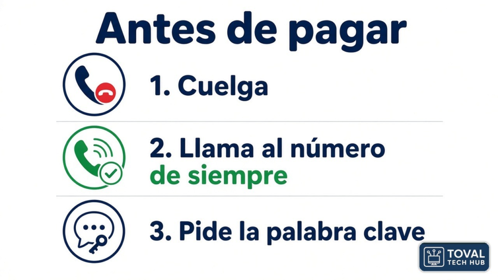 Lista antes de pagar: cuelga, llama al número de siempre y pide la palabra clave